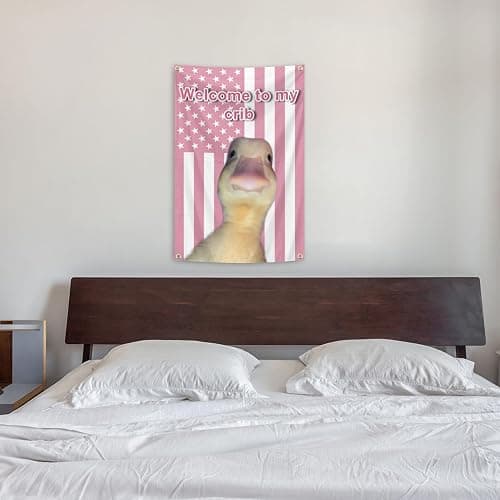Welcome to My Crib Pink Duck Flag 2x3 Ft Welcome Home Funny Tapestry 2x3Ft Outdoor Garden and Porch Deck Garden Lawn Outdoor Yard Decor Flag (pink duck flag 2x3) thumbnail 7