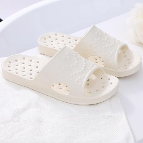 shevalues Shower Shoes for Women with Arch Support Quick Drying Pool Slides Lightweight Beach Sandals with Drain Holes - 8-9 Women/6.5-7.5 Men - Beige thumbnail 2