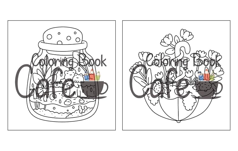 Tiny Gardens: Cute & Comfy Coloring Book for Adults and Teens Featuring Adorable Garden Scenes thumbnail 4