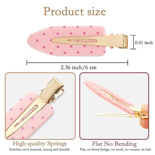 BAISEN 6 Pack Creaseless Hair Clips for Women - No Bend No Crease Hair Clips for Styling, Makeup, Washing Face, Bangs | Flat No Dent Alligator Clips for Salon & Home (Black-White-Pink) thumbnail 2