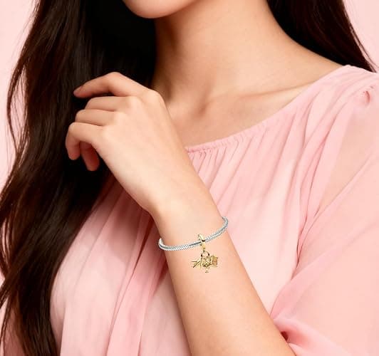 Vegaine Gold Flower Family Charms for Bracelet 925 Sterling Silver Bead Charm for Women Jewelry Present thumbnail 3