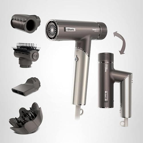 Shark SpeedStyle Pro Flex Professional Performance High-Velocity Hair Dryer System with Scalp Shield & IQ Speed Styling and Drying Suite, Lightweight, Ionic, No Heat Damage, Mocha Silver, HD542 thumbnail 15