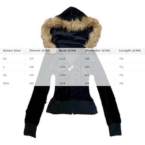 Vintage Fur Hood Jacket Fitted Zip Up Long Sleeve Hoodie Retro Cute Winter Streetwear thumbnail 3