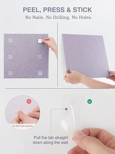Felt Bulletin Board Tiles, 6 Pack Decorative Pin Board for Wall | 11.8 x 11.8 Inches Cork Board Alternative, Easy Setup with 30 Push Pins & 36 Adhesive Tabs, Modern Stylish Memo Photo Board thumbnail 7