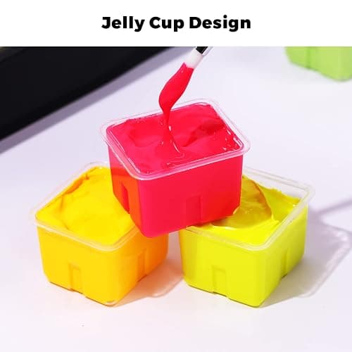 HIMI Gouache Paint Set, 56 Colors x 30ml Include 8 Metallic and 6 Neon Colors, Unique Jelly Cup Design in a Carrying Case Perfect for Artists, Students, Gouache Opaque Painting thumbnail 6