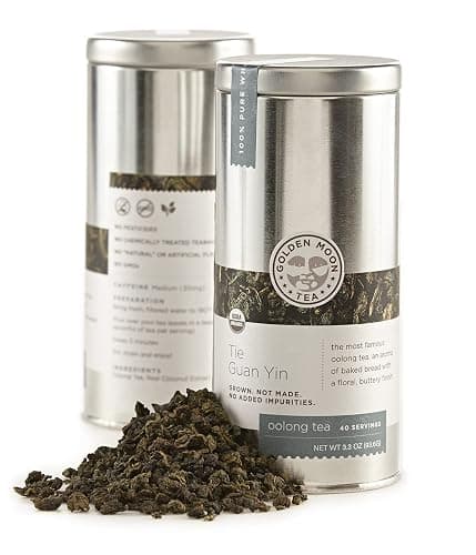 Golden Moon Organic Tie Guan Yin Oolong Tea – Travel Tin 30 Servings | Organic Tie Guan Yin oolong – smooth, buttery, traditional Anxi region. Airtight travel tin, 30 servings. - Image 1