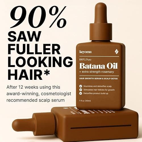 Keyoma Batana Oil for Hair Growth with Rosemary: Nourish & Detox Scalp for Thicker, Stronger, Longer Hair - 100% Organic Batana Oil from Honduras - Reduce Hair Loss (30 mL) thumbnail 3
