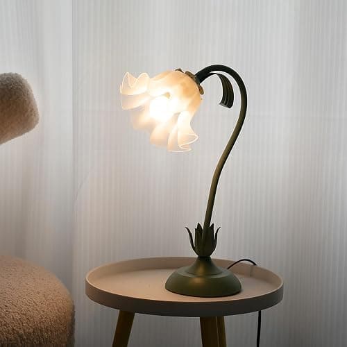 kaixunl Grüne Nachttischlampe,Acryl Blumen Tischlampe,Metall Schreibtischlampe Mädchen, Lampenschirm aus Acryl Frei drehbare Bedside Lamp mit dreifarbiger Beleuchtung für Schlafzimmer Wohnzimmer,50 cm thumbnail 7