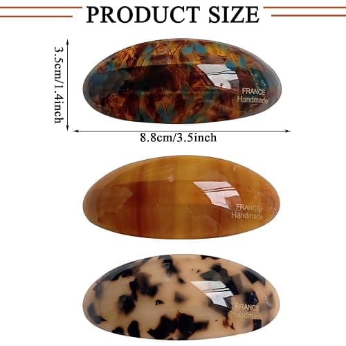 3 PCS Acetate Hair Barrette,Large Vintage Hair Barrette for Women,French Tortoise Shell Hair Clips Vintage Snap Hair clips Accessories Gifts for Women Girls Thick Hair thumbnail 2