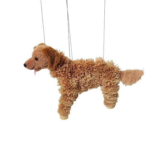 Artisan Owl Golden Retriever Marionette Puppet - Yarn Dog with Wooden Feet, Detachable Strings (Brown) thumbnail 3