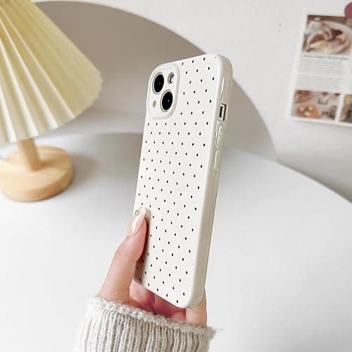 Lovmooful Compatible for iPhone 13 Case Cute Polka Dot with Aesthetics Design for Girls Women Soft TPU Shockproof More Protective Girly for iPhone 13 Case-White thumbnail 6