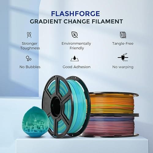FLASHFORGE 3D Printer Filament Gradient Color Change PLA Filament 1.75mm, 1KG Spool (2.2lbs), Dimensional Accuracy +/- 0.02mm, Better Tenacity & No Knotting 3D Printing Filament (Blue&Yellow) thumbnail 3