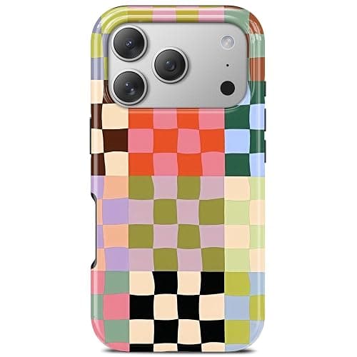 TAMUEL Colorful Checkered Phone Case for iPhone 17 Pro Max, Compatible with Magsafe, Trendy Cute Gingham Aesthetic Fun Magnetic Slim Shockproof Protective Women Girl Cover Case - Image 1