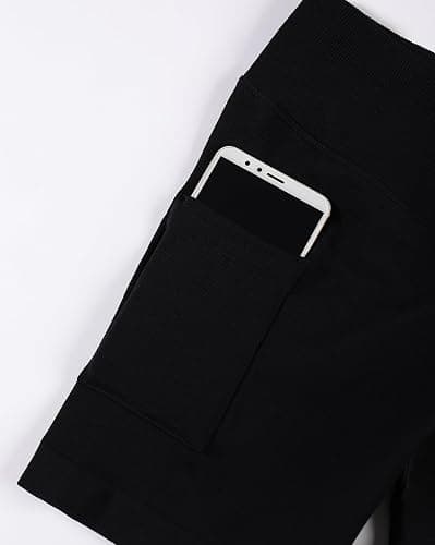 AUROLA Influence Workout Shorts for Women,2.5 3.5 4.5 5.5 6.5 No Roll Up Squat Proof Scrunch Seamless Compression Gym Short - 4.5" Side Pocket - X-Large - Black thumbnail 5