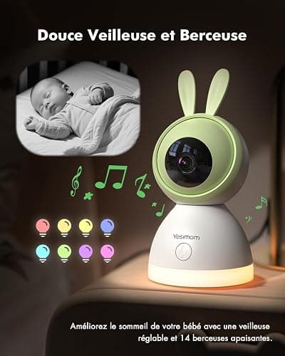 YESIMOM 1080P Babyphone Camera 360° PTZ, Baby Phone avec Caméra Vidéo et Audio APP, Vision Nocturne Infrarouge, Zoom 4X, Détection de Mouvement/Son Suivi Automatique, Alarmes de Zone thumbnail 6