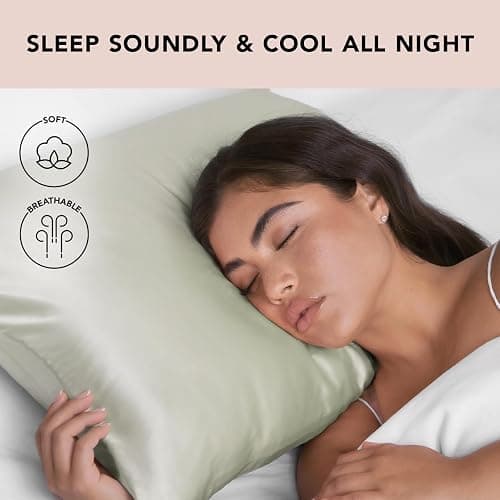 Kitsch Satin Pillowcase with Zipper for Hair & Skin, Softer Than Silk Pillow Cases Queen, Wrinkle-Free, Smooth and Cooling Satin Pillow Covers, Standard Size 19"x26" - Sage - Standard/Queen (1 Pack) - 09. Sage thumbnail 4