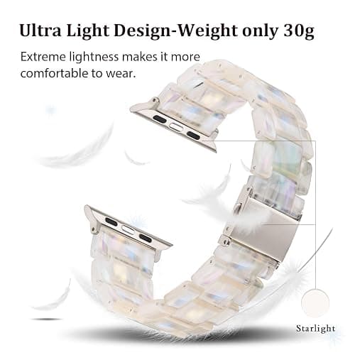 V-MORO Resin Bands Compatible with Apple Watch Series 11/10/9/8/7 Starlight Buckle Lightweight Fashion Ctue Watch Strap Compatible iwatch Series SE/6/5/4/3/2/1(Aurora,42mm/41mm/40mm/38mm) thumbnail 3