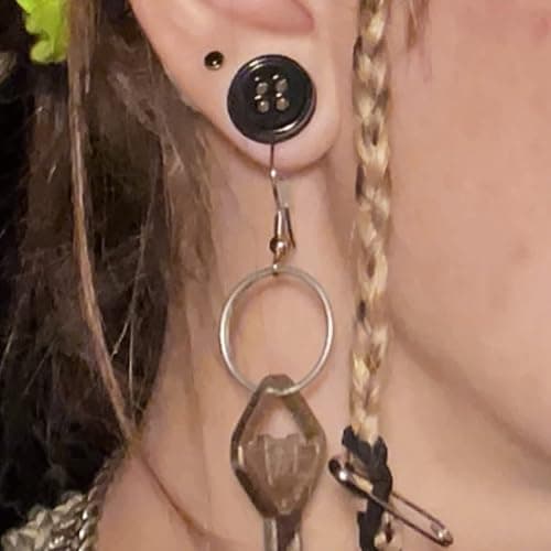 AntDear 2Pcs Acrylic Plug Gauges for Ears Women Men Black White Button Plug Earrings, Single Flared Saddle Stretching Gauge Tunnels Expanders, Four Hole Button Piercing Plugs with Rubber O-Rings 8G to 1 Inch thumbnail 5