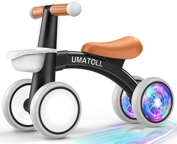 Umatoll Colorful Lighting Baby Balance Bike Toys for 1 Year Old Boys Gifts, Adjustable Seat Baby Walker, One Year Old Boy Birthday Gifts, 12-24 Months Toddler First Ride on Toys - Image 1