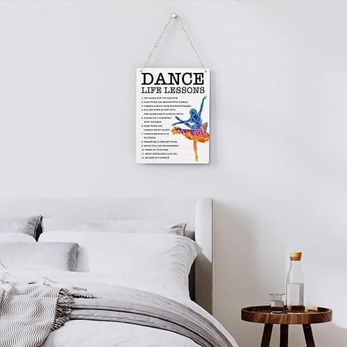 Dance Life Lessons Wood Sign Inspirational Ballet Wall Decor Art, Motivational Ballet Quotes Wall Art Decor Signs for Home Office Bedroom Dance Room Decoration, Senior Ballet Dancer Gifts, 8x10 Inches thumbnail 3