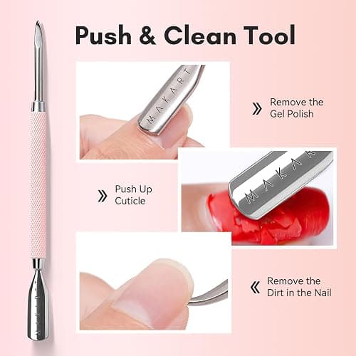 Makartt Pink Cuticle Trimmer Set with 2 Pushers, Nail Clipper & Nipper | Stainless Steel, Manicure Tools Kit for Women, Sharp, Ergonomic & Portable thumbnail 3