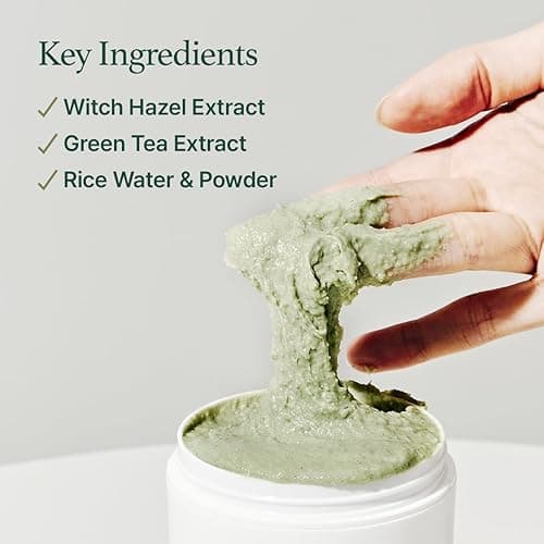 Arencia Korean Rice Mochi Face Cleanser - Face Mask, Foaming Cleanser, Gentle Scrub All in One - Deep Cleansing, Moisturizing, Pore Minimizing, Removing Blackhead- with Rice Water & Green Tea, Mugwort - 4.2 Ounce (Pack of 1) - Green thumbnail 4