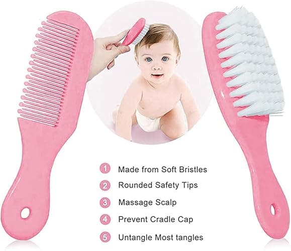Baby Grooming Kit, Infant Safety Care Set with Hair Brush Comb Nail Clipper Nasal Aspirator,Baby Essentials Kit for Newborn Girls Boys (Pink Baby Grooming kit) - Pink Baby Grooming Kit thumbnail 2