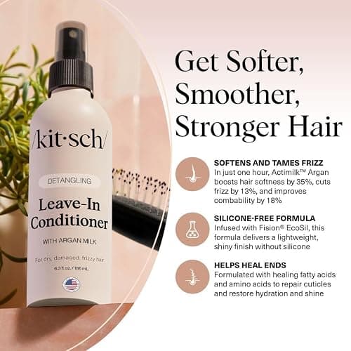 Kitsch Argan Milk Leave In Conditioner Spray – Hair Detangler Spray for Curly, Wavy, Fine, Dry & Damaged Hair - Silicone-Free | Ideal Gifts for Women - 6.3oz thumbnail 5