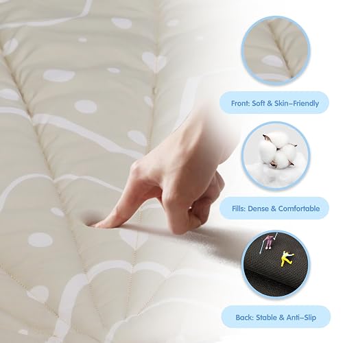 Suihuooo Baby Play Mat, Ocean Shell Theme Playmats & Floor Gyms, Baby Play Gym with 6 Detachable Activity Toys, Early Sensory Development Play Mat for Infant & Newborn (Beige) - Beige thumbnail 4