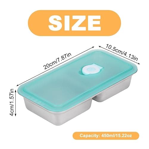 IGUOCY Grab and Go Snack Containers Reusable, Stainless Steel Snack Containers, 2 Compartment Condiment Bowls with Lids, Meal Prep Lunch Box, Takeout, Travel And Camping Food Storage (2Pcs) thumbnail 2