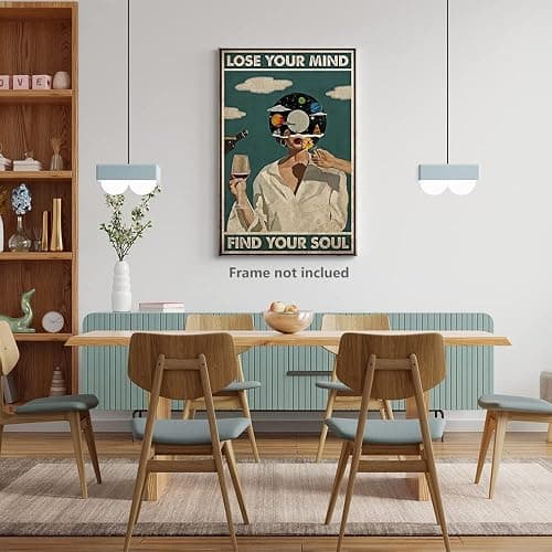 Vintage Lose Your Mind Find Your Soul Poster Mental Health Inspirational Quote Canvas Wall Art Aesthetic Posters Music Girl Print Painting Abstract Wall Decor for Bed Room Bathroom 12x16in Unframed thumbnail 2