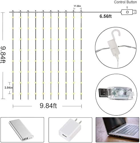 Fairy Lights for Bedroom, 300 LEDs Curtain Lights for Room Decor 8 Modes Christmas String Lights USB Powered Wall Hanging Twinkle with Remote Control for Wedding Party Backdrop Decor Warm thumbnail 4