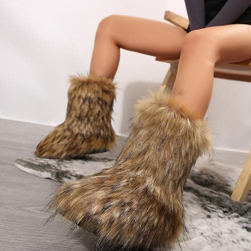 Women's Boots Winter Furry Fluffy Boot Snow Boots Snow Boot Fluffy -calf Flat Shoes Boots for Outdoor Indoor thumbnail 3