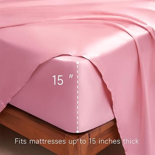 GOLAL Satin Sheets Twin Size - 3 Pieces Luxury Silky Soft Bed Sheets, Wrinkle-Free Light Pink Satin Silk Sheet Set with 1 Deep Pocket Fitted Sheet, 1 Flat Sheet, 1 Pillow Case thumbnail 6