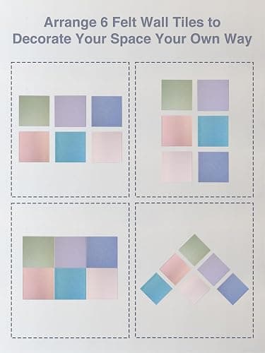 Felt Bulletin Board Tiles, 6 Pack Decorative Pin Board for Wall | 11.8 x 11.8 Inches Cork Board Alternative, Easy Setup with 30 Push Pins & 36 Adhesive Tabs, Modern Stylish Memo Photo Board thumbnail 5
