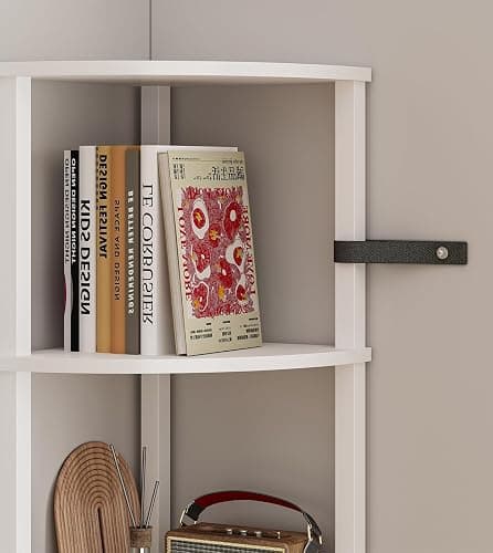 VIMBER Corners Shelf with LED Light, 6-Tier Corner Bookshelf, Industrial Corner-Ladder Shelf, Modern Display Shelf for Living Room, Bedroom, Kitchen, Home Office, Sturdy Frame, White UJSJ002W thumbnail 8