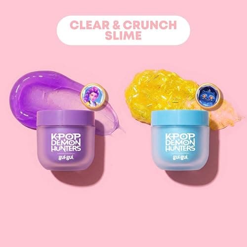 GUI GUI Kpop Demon Hunters Clear Slime & Crunchy | Rumi and Derpy Slime Kit | Rumi and Derpy 2-pack bundle includes booster, charms, medallion, and sparkle slime making kit | birthday gifts for girls 6+ thumbnail 3