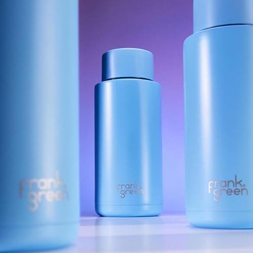 Frank Green - Ceramic Reusable Bottle - Stainless Steel Water Bottle With Straw, Insulated - Flip Straw Lid - 34oz - Sky Blue thumbnail 2