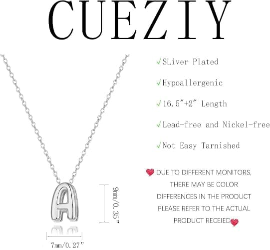 CUEZIY Initial Necklaces for Women Bubble Gold Silver Letter Necklace Dainty Personalized Charm Pendant Name Necklace Cute Non Tarnish Fashion Accessories Teen Gift Trendy Stuff Jewelry Gifts thumbnail 5