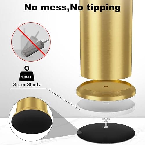 Brass Toilet Brush and Holder，Long Handled Gold Toilet Brush for Bathroom，Stainless Steel Heavy Duty Toilet Bowl Brush,Removable Inner Bowl,Deep Cleaning Dense Bristles Cleaner Brush -Space Saving thumbnail 2