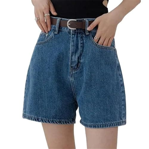 LIXINGHEITANG Casual Waist Denim Shorts Women Summer Pocket Basic Wide Leg A-line Jeans Femme - Image 1