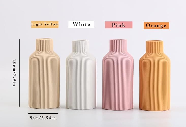 White Ceramic Flower Vase,Minimalist Modern Home Decoration,Small Pampas Grass Vases for Decor,Table,Shelf Bookshelf Decorative,Mantel,Entryway Decor and Centerpieces(8 in) thumbnail 2