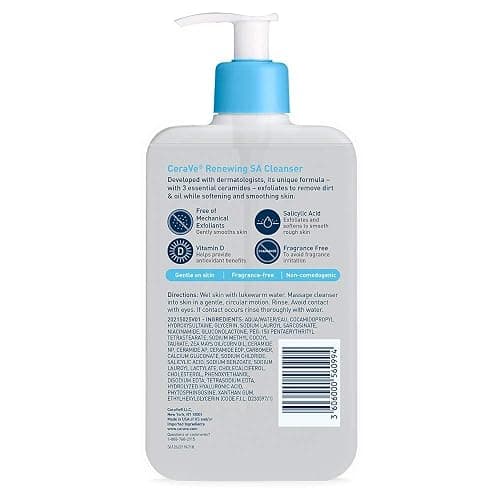 CeraVe Renewing Salicylic Acid Cleanser, Formulated With Hyaluronic Acid, Niacinamide, & Ceramides, Gentle BHA Exfoliating Face Wash Smooths & Softens Skin, Non Comedogenic & Fragrance Free, 16 Ounce thumbnail 10