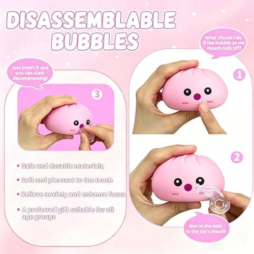 Colorful Yellow Squishy Dumplings Mystery Box,New Dumplings Squishys Blow Bubbles,Toy Dumplings Stress Balls Fidget Sensory Balls,Rainbow Dumplings,Cute Anxiety Relief Fidget thumbnail 7