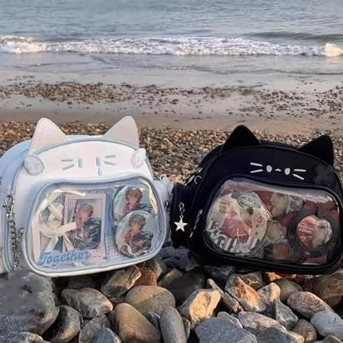 Cat Ita Bag Pin Display Backpack for School PU Leather Preppy Backpack for Girl Y2k Single Shoulder Crossbody Bag thumbnail 5
