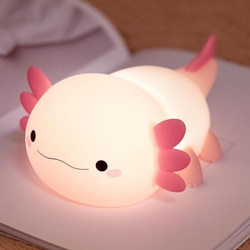 YR YRHH-PET Axolotl Cute Night Light for Kids, Axolotl Lamp Girls Xmas Gifts, Rechargeable Bedside Nightlight, Squishy Dimmable Silicone LED Funny Animal Light, Baby Nursery Dorm Kawaii Décor Toys - Image 1