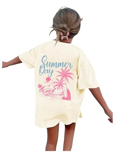 SOLY HUX Girl's Short Sleeve Graphic Tees Crew Neck Beach Tops Casual Summer T-Shirts - Image 1