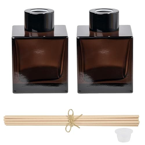Nongcunren 100ml 2pcs Reed Diffuser Bottles,Fragrance Diffuser Empty Bottle with 20pcs Reed Sticks for Home Fragrance Accessories and Women Gift Room,Home,Bathroom Decor - Image 1