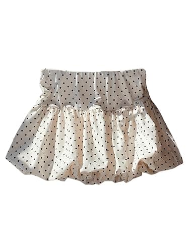 Milumia Women's Polka Dots Short Bubble Skirt Low Waist Ruffle Hem Mini Shirts - Image 1