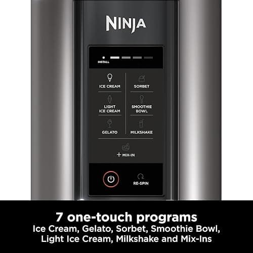 Ninja CREAMi Ice Cream Maker & Frozen Dessert Maker with 3 Tubs, 7 Programs, Makes Ice Cream, Gelato, Sorbet, Smoothie Bowl, Milkshakes and more, Black/Silver, Makes 1.4L of Ice Cream, NC300UK thumbnail 5